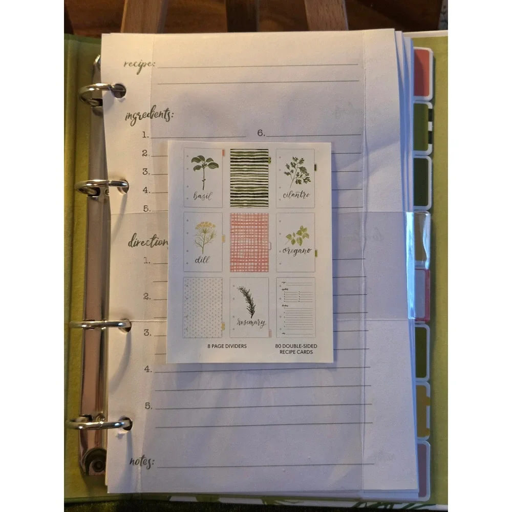 😎Recipe Binder Journal Blank Recipe Cards and Post-it Note Organization Booklet